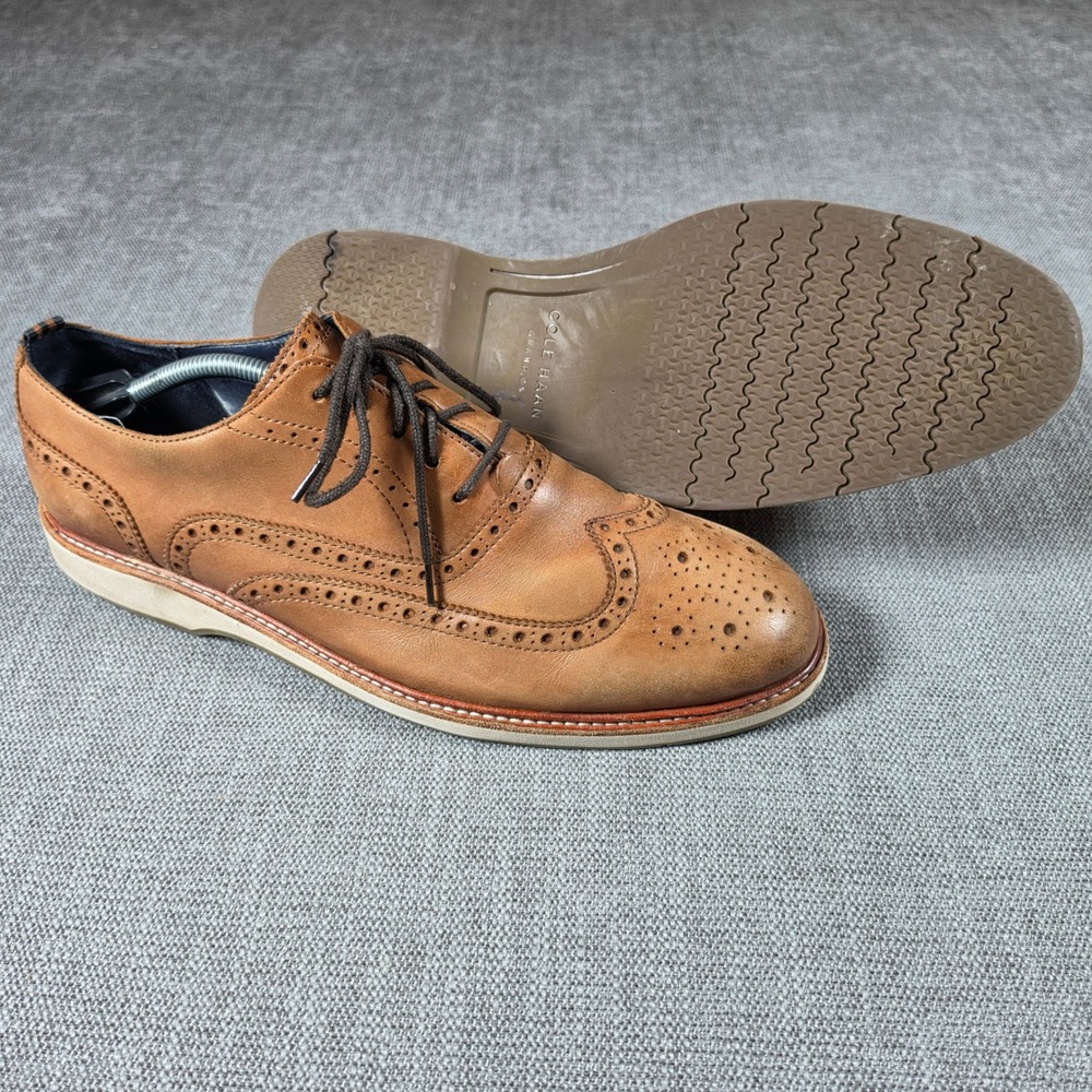 Cole Haan Grand.OS C30697 Mens 12 M Brown Leather Wingtip Brogue Oxford Shoes